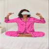 Ekouaer Womens Satin Pajama Set Classic Pattern Silky Pj Sets Button Down Sleepwear Loungewear,X-Large,Rose leopard view 3