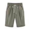 NineFit Basics Bermuda Shorts for Women Knee Length Plus Size Drawstring Shorts Elastic Waist Summer Beach Shorts Vacation Outfits, 3X-Large, Gray Gray Gray view 1