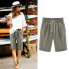 NineFit Basics Bermuda Shorts for Women Knee Length Plus Size Drawstring Shorts Elastic Waist Summer Beach Shorts Vacation Outfits, 3X-Large, Gray Gray Gray view 2