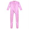 Linjinx Women's Shiny Metallic Unitard Turtleneck Long Sleeve Zentai Suit Catsuit Jumpsuit Dancewear Pink X-Large view 4