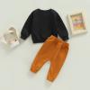 Covvoliy Toddler Newborn Baby Boy Outfit Long Sleeve Little Dude Print Sweatshirt Top Long Pants Infant Fall Winter 2PCS (Black, 18-24 Months) view 3