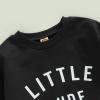 Covvoliy Toddler Newborn Baby Boy Outfit Long Sleeve Little Dude Print Sweatshirt Top Long Pants Infant Fall Winter 2PCS (Black, 18-24 Months) view 4