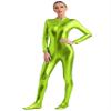 Linjinx Women's Shiny Metallic Unitard Turtleneck Long Sleeve Zentai Suit Catsuit Jumpsuit Dancewear Grass Green Medium view 3