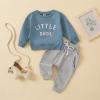 Covvoliy Toddler Newborn Baby Boy Outfit Long Sleeve Little Dude Print Sweatshirt Top Long Pants Infant Fall Winter 2PCS (Blue, 0-6 Months) view 2