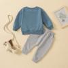 Covvoliy Toddler Newborn Baby Boy Outfit Long Sleeve Little Dude Print Sweatshirt Top Long Pants Infant Fall Winter 2PCS (Blue, 0-6 Months) view 3
