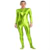 Linjinx Women's Shiny Metallic Unitard Turtleneck Long Sleeve Zentai Suit Catsuit Jumpsuit Dancewear Grass Green XX-Large view 1