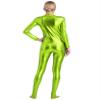 Linjinx Women's Shiny Metallic Unitard Turtleneck Long Sleeve Zentai Suit Catsuit Jumpsuit Dancewear Grass Green XX-Large view 4