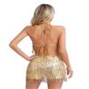Hedmy Women Sequins Tassel Dance Leotards for Latin Jazz Ballroom Dance Fringed Flapper Cocktail Dress Gold XX-Large view 4