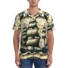 Stylish Athletic Sports Jersey Antique-Sailboats-Ship-Wheel Men's Rugby Jersey Small Black view 2
