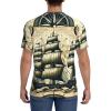Stylish Athletic Sports Jersey Antique-Sailboats-Ship-Wheel Men's Rugby Jersey Small Black view 4