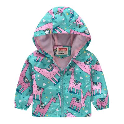 Baby Girl Rain Jacket Baby Girls Hooded Jacket Floral Pattern Coat Windbreaker for Spring/Autumn Baby Rain Coat (Blue, 3-4 Years)