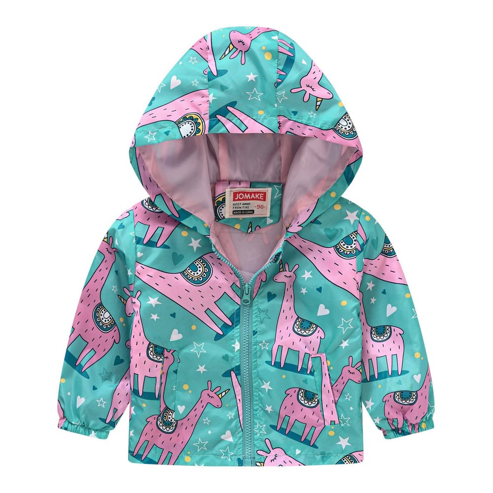 Baby Girl Rain Jacket Baby Girls Hooded Jacket Floral Pattern Coat Windbreaker for Spring/Autumn Baby Rain Coat (Blue, 3-4 Years)