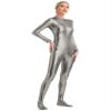 Linjinx Women's Shiny Metallic Unitard Turtleneck Long Sleeve Zentai Suit Catsuit Jumpsuit Dancewear Grey X-Large view 2
