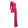 Womens Sexy Bodycon Dress One Shoulder Twist Ruched Long Midi Club Party Dress High Low Asymmetrical Hem Cocktail Dress (Medium,Wine Red) view 1