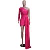 Womens Sexy Bodycon Dress One Shoulder Twist Ruched Long Midi Club Party Dress High Low Asymmetrical Hem Cocktail Dress (Medium,Wine Red) view 3