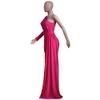 Womens Sexy Bodycon Dress One Shoulder Twist Ruched Long Midi Club Party Dress High Low Asymmetrical Hem Cocktail Dress (Medium,Wine Red) view 4