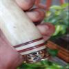 Custom Handmade Damascus Steel Hunting Knife, 216+ Layers, Zigzag Dagger Fixed Blade, Brass with Camel Bone Handle, Camping Knife view 3