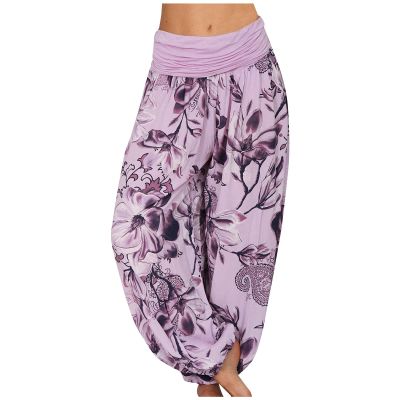 Boho Jumpsuit for Women Hippie Dressy Boho Pants for Women Ladies Teens Girl Baggy Wide Leg Trousers Casual Patchwark Elastic Waist Harem Palazzo Boho Pants Boho Clothes for Women Vintage