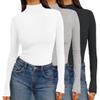 Ekouaer Women 3 Pack Turtleneck Shirts Ribbed Thermal Underwear Tops Lightweight Long Sleeve Layer Tees Basic Pullover Blouse S (Black + White + Light Grey) view 1