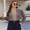 Ekouaer Women 3 Pack Turtleneck Shirts Ribbed Thermal Underwear Tops Lightweight Long Sleeve Layer Tees Basic Pullover Blouse S (Black + Brown + Khaki) view 4