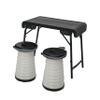 HYPERAX Camping Table & Collapsible Stool Set  Folding Table with 2 Portable Stools for Outdoor Cooking, Camping, Picnics, Beach, Boating, and Travel (Black) view 1