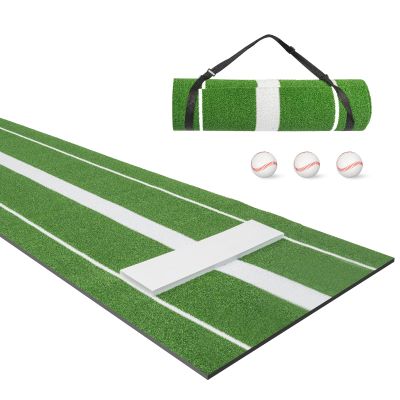 Softball Pitching Mat,10' x 3' Softball Pitching Mound with Pitching Rubber,for Pitchers Indoor Outdoor Pitching Practice,5mm Bottom (Green)
