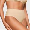 INLYRIC Women's Inbarely Plus Thong Underwear Pack - High Waisted Sexy Smooth Tagless Ladies Underwear Panties 3 Pack Light Oatmeal (3pack) X-Small view 2
