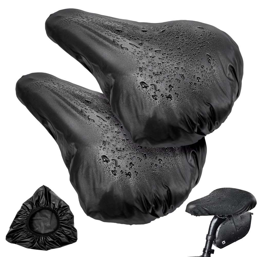 GEEHUA Bike Seat Covers, 2Pcs Waterproof Bicycle Seat Cover Bicycle Saddle Rain Dust Cover with Elastic Bike Seat Sun Dust Protector Washable Bike Seat Cushion Cover for Women Men City Mountain
