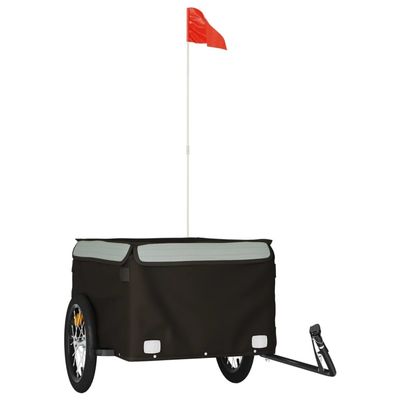 vidaXL Bike Trailer, Kids Bicycle Cargo Trailer Carrier, Child Bike Trailer, Bike Buggy Carriage Cycle Trailer, Black and Gray 99.2 lb Iron