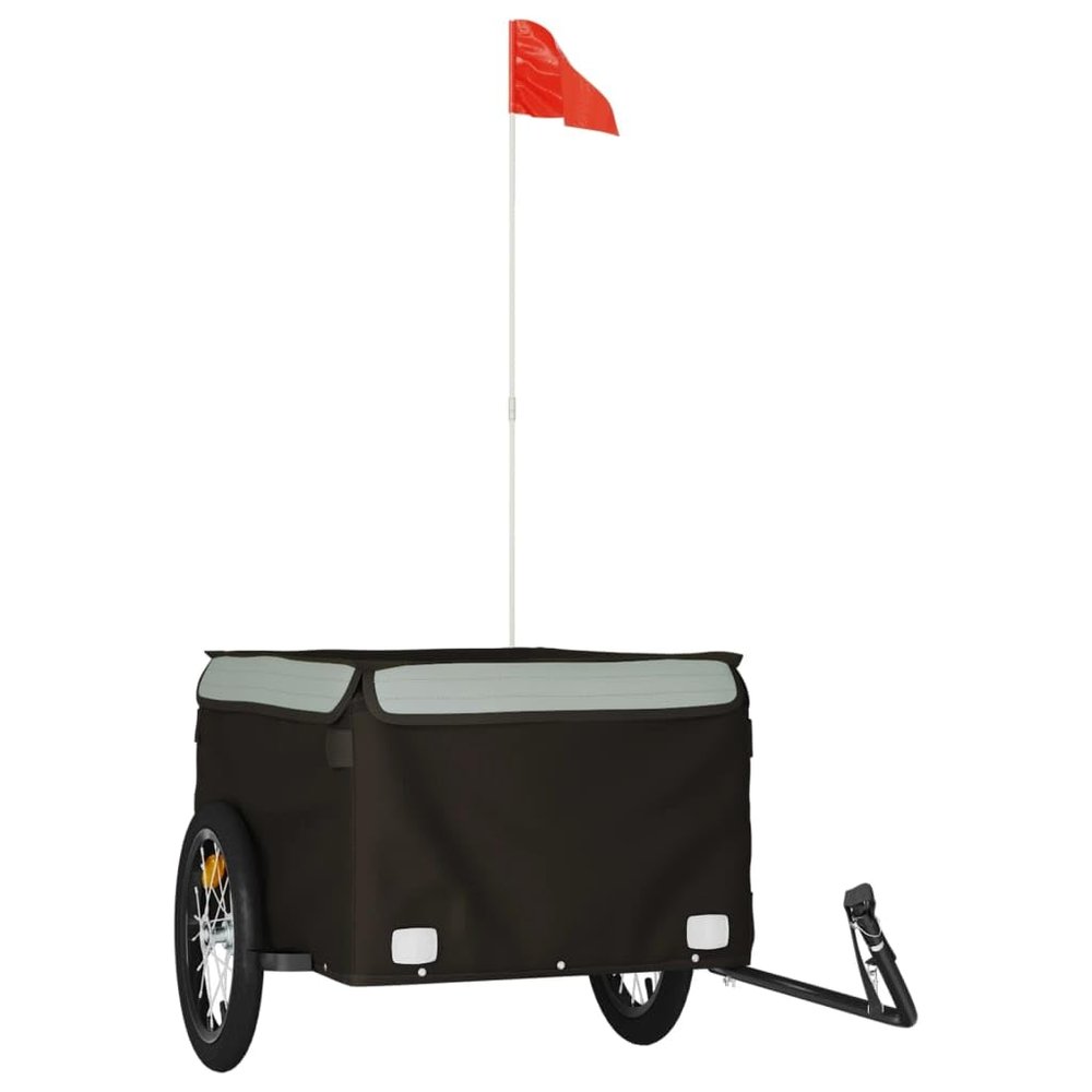 vidaXL Bike Trailer, Kids Bicycle Cargo Trailer Carrier, Child Bike Trailer, Bike Buggy Carriage Cycle Trailer, Black and Gray 99.2 lb Iron