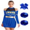 Linjinx Women's School Musical Party Halloween Cheer Leader Costume Performance Role Play Outfits Set Blue Small view 1