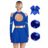 Linjinx Women's School Musical Party Halloween Cheer Leader Costume Performance Role Play Outfits Set Blue Small view 2