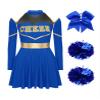 Linjinx Women's School Musical Party Halloween Cheer Leader Costume Performance Role Play Outfits Set Blue Small view 3
