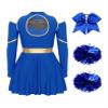 Linjinx Women's School Musical Party Halloween Cheer Leader Costume Performance Role Play Outfits Set Blue Small view 4