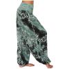 Beach Pants for Women 2024 Vacation Comfy Smocked Elastic Waist Pajamas for Women Plus Sizes Boho Tie Dye Hippie Harem Yoga Pants Boho Clothes for Women Hippie Plus Size Harem Boho Clothes view 1