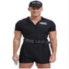 Moily Men's Police Costume Cop Outfits 3-Piece Officer Uniforms Halloween Party Coplay Bodysuits Black X-Large view 1