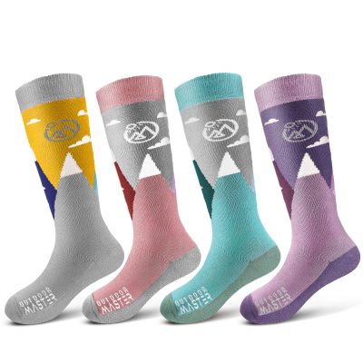 OutdoorMaster Merino Wool Ski Socks for Kids, Boys & Girls, Thermal Winter Warm Snowboarding Socks for Cold Weather