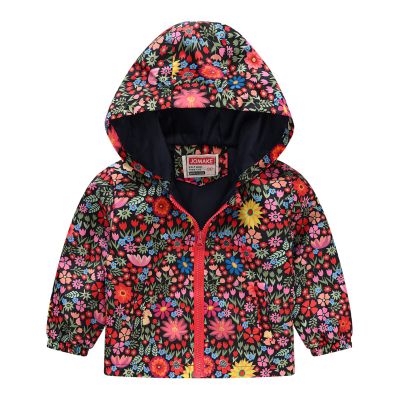 NineFit Basics Baby Girl Rain Jacket Baby Girls Hooded Jacket Floral Pattern Coat Windbreaker for Spring/Autumn Baby Rain Coat (Red, 18-24 Months)