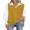 Zeagoo Sweater Vest Women Sleeveless V Neck Oversized Pullover Knitted Tops 2024 Fall Outfits Yellow view 1