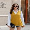 Zeagoo Sweater Vest Women Sleeveless V Neck Oversized Pullover Knitted Tops 2024 Fall Outfits Yellow view 4