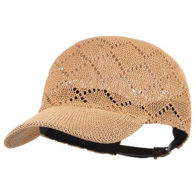 Aisi Women Straw Baseball Cap Stylish Summer Beach Cap Woven Visor Sunhat Travel Cap Casual Straw Cap (8241+Camel)