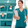 UnionMed Tech Scrubs for Women Set Medical Uniform - Stretch Slim Fit V-Neck Scrub Top & Jogger Pant with 9 Pockets view 2