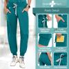 UnionMed Tech Scrubs for Women Set Medical Uniform - Stretch Slim Fit V-Neck Scrub Top & Jogger Pant with 9 Pockets view 3