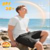 KEFITEVD Short Sleeve Rash Guard for Men UPF 50+ Sun Protection Swim Shirts SPF Workout Fishing Athletic T-Shirt White view 4