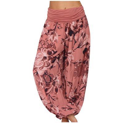 Summer Pants for Women 2024 Plus Size Women's Boho Hippie Harem Pants High Smocked Waist Printed Patchwork Sweatpants Yoga 90S Goth Baggy Casual Trousers Hippie Clothes for Women Vintage Boho