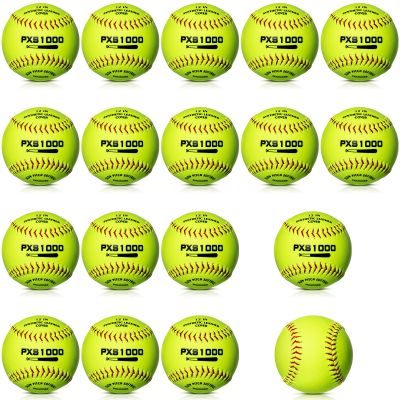 WinnerWhy 18 Pcs Sports Practice Softballs Leather Covered Training Ball Slow Pitch Softball Balls for Games, Practice and Training(12 Inch)