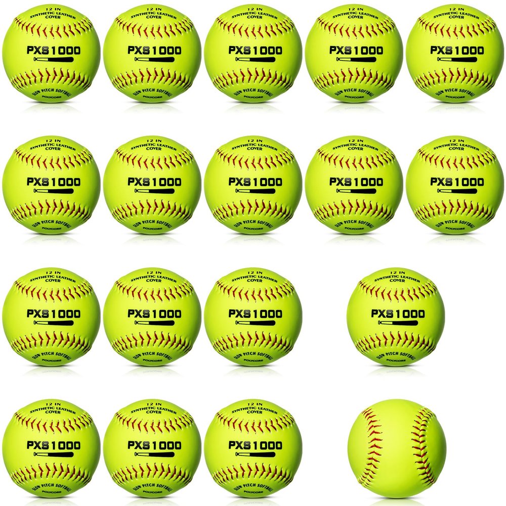 WinnerWhy 18 Pcs Sports Practice Softballs Leather Covered Training Ball Slow Pitch Softball Balls for Games, Practice and Training(12 Inch)