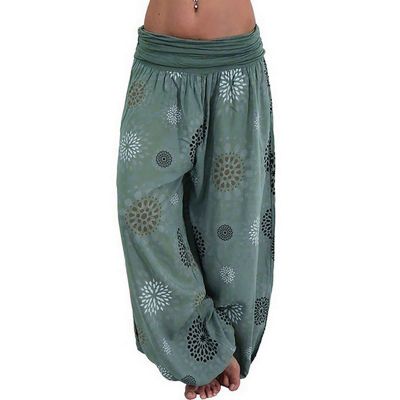 Boho Jumpsuit for Women Petite Dressy Women's Loose Wide Leg Palazzo Pants Elastic Waist Beach Harem Pants Trousers Bohemian Clothes for Women Plus Size Hippie Palazzo Pants Boho Joggers