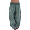 Boho Jumpsuit for Women Petite Dressy Women's Loose Wide Leg Palazzo Pants Elastic Waist Beach Harem Pants Trousers Bohemian Clothes for Women Plus Size Hippie Palazzo Pants Boho Joggers view 1