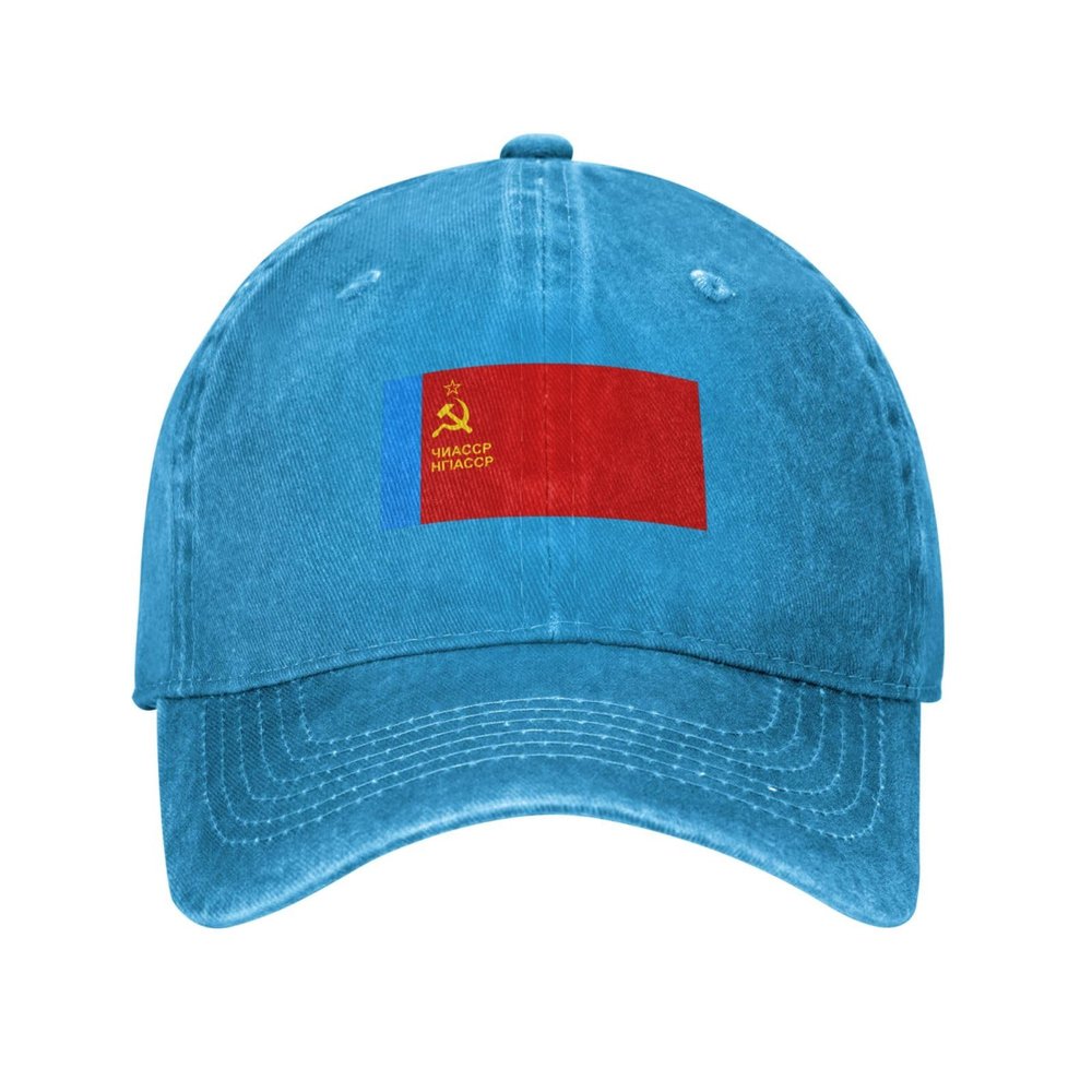 Flag of The Chechen-Ingush Assr (1957-1978) Baseball Cap for Men Women Vintage Trucker Hat Golf Hats Dad Hat Blue